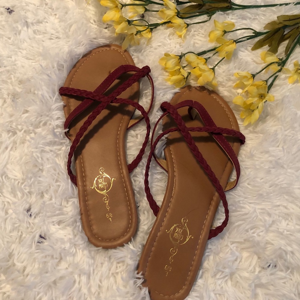 Sole Mates Maroon Braided Sandals